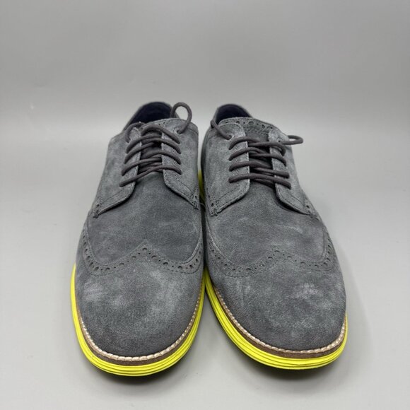 Cole Haan LunarGrand Wingtip Mens 9W Gray Suede with Volt  display picture 1